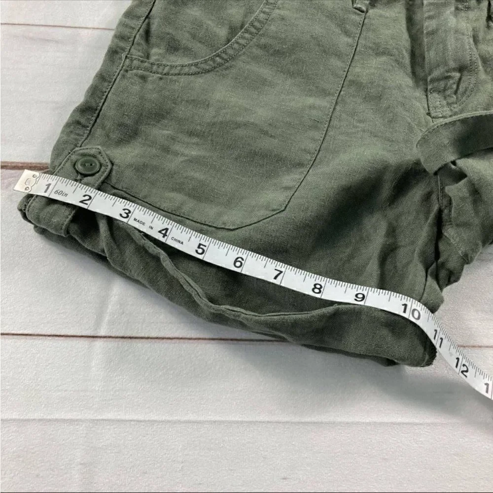 Sanctuary Womens Green High Waisted Rolled Hem Wanderer Cargo Shorts Size 25